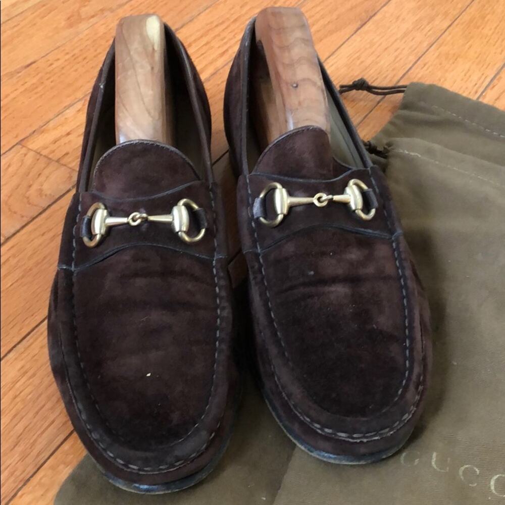 Vintage Gucci Horsebit Loafers | Brown Suede with Gold Bit | Size 42 | 8.5